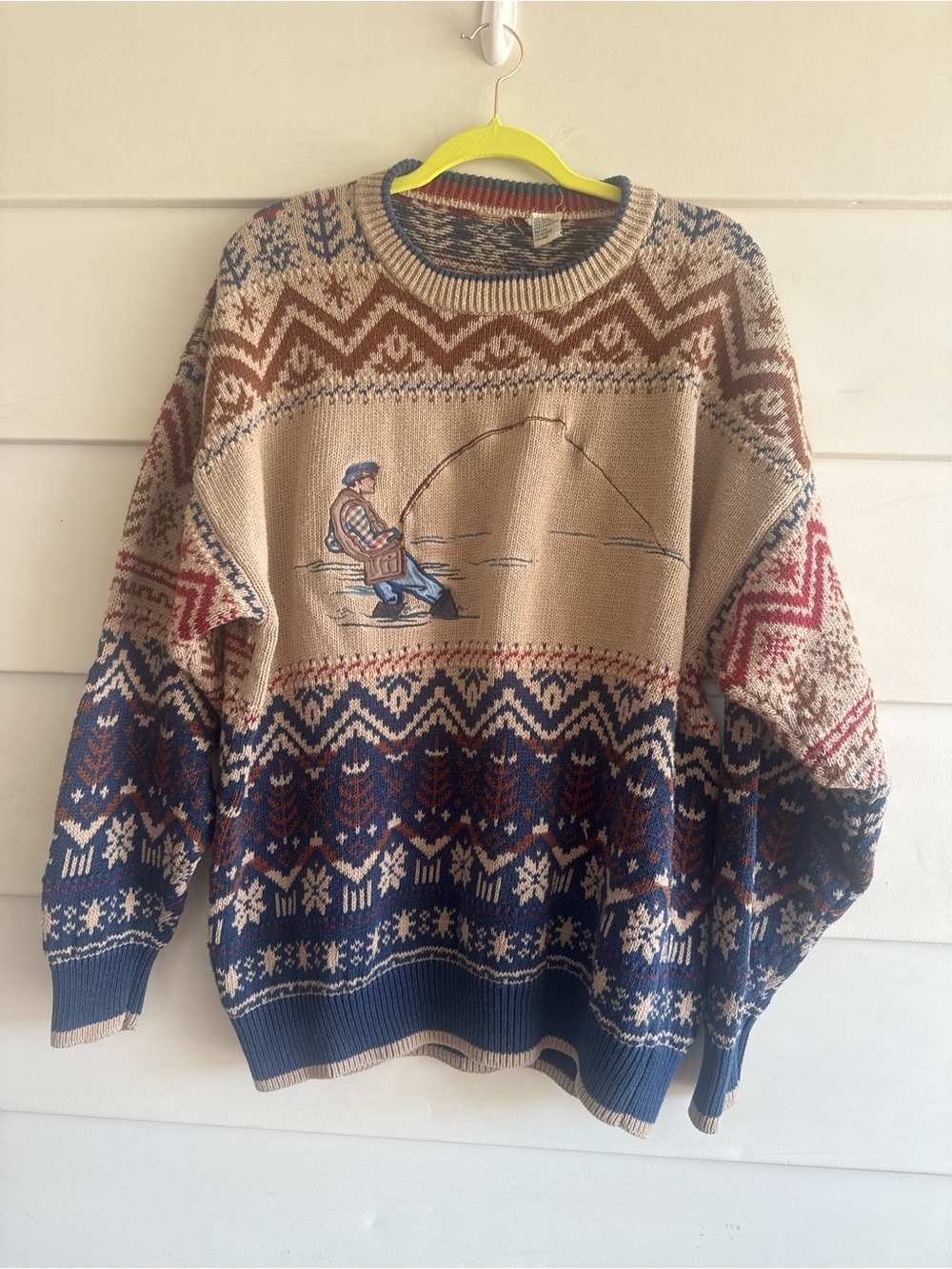 Vintage 1980’s Fishing Sweater Oversized L